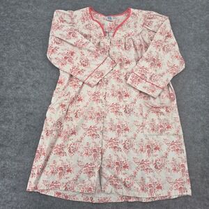Pure Luxury Red Floral Cotton Snap Front House Dress Pockets Plus Size 2X 0989